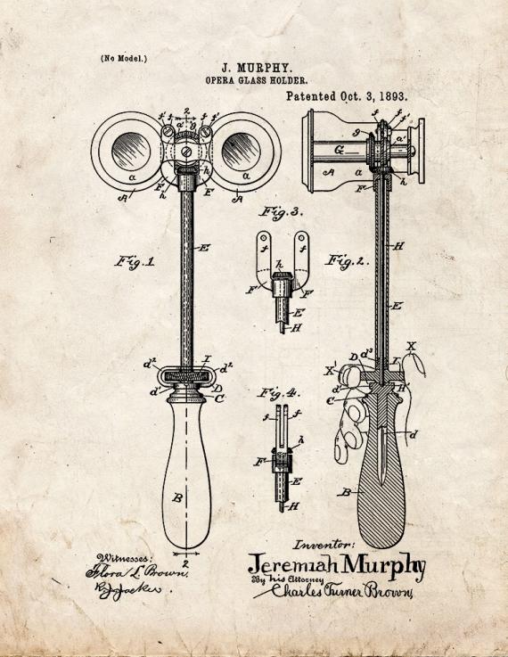 Opera Glass Holder Patent Print