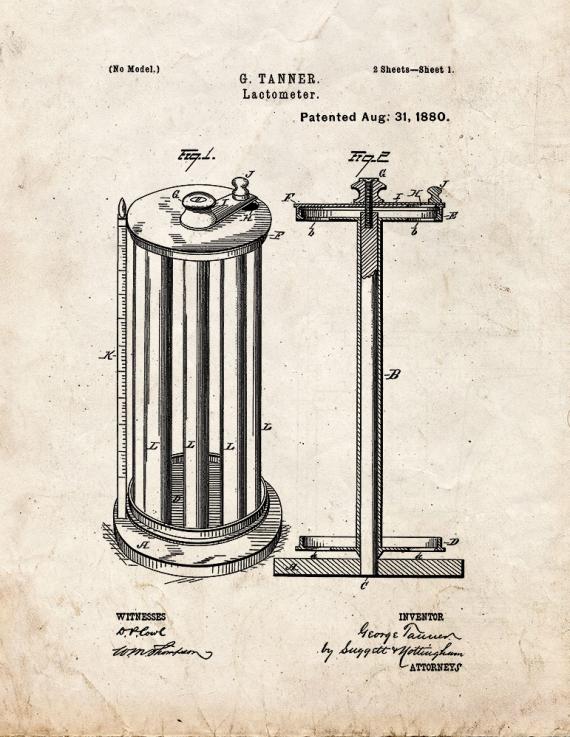 Lactometer Patent Print