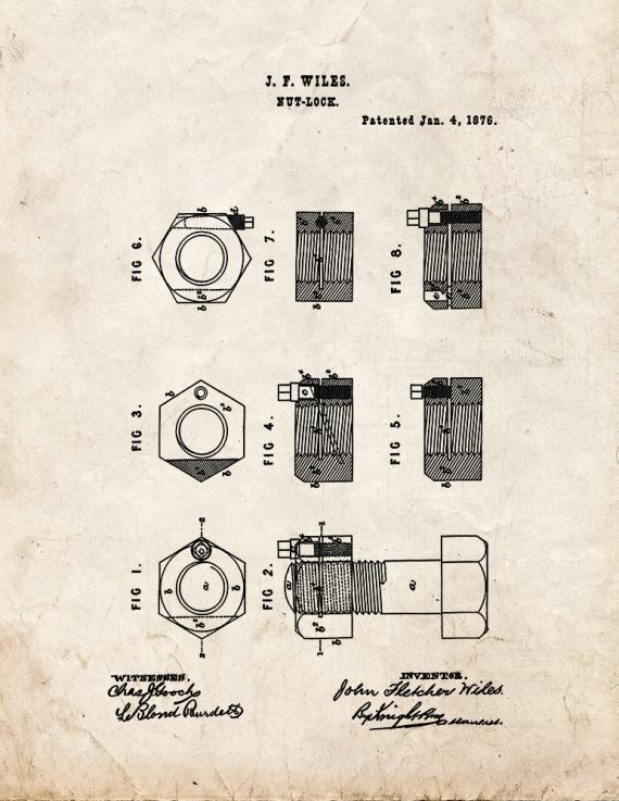 Nut Lock Patent Print