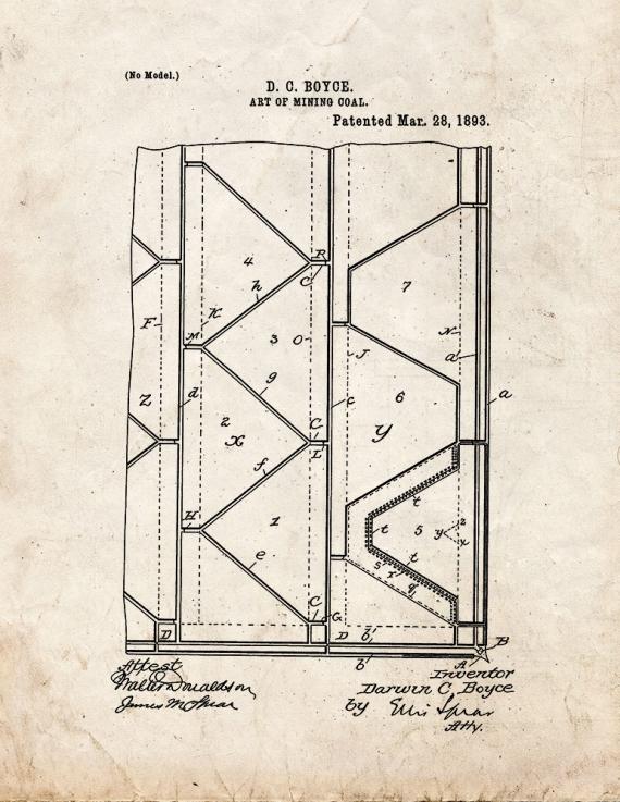 Art Of Mining Coal Patent Print