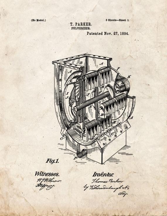 Pulverizer Patent Print