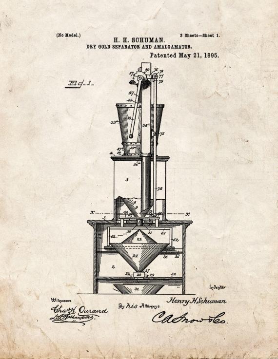 Dry Gold Separator And Amalgamator Patent Print