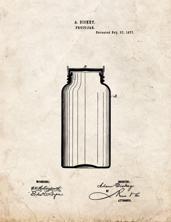 Fruit Jar Patent Print