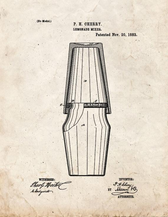 Lemonade Mixer Patent Print
