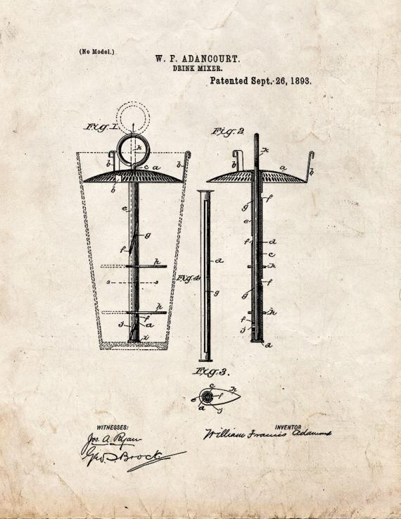 Drink Mixer Patent Print