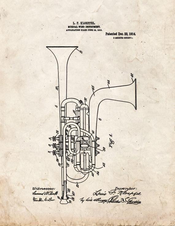 Musical Wind Instrument Patent Print