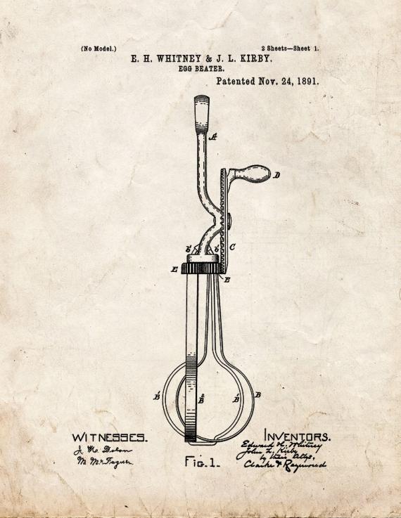 Egg Beater Patent Print