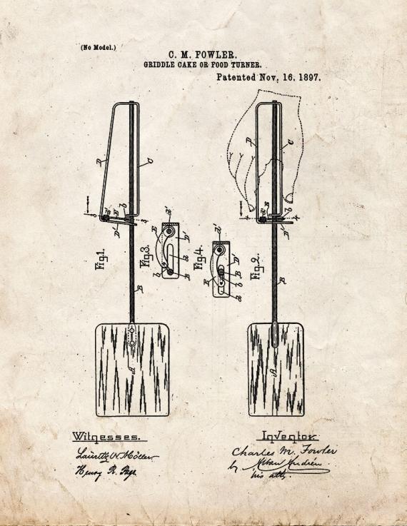 Griddle Cake Or Food Turner Patent Print