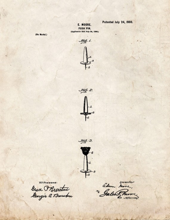 Push Pin Patent Print