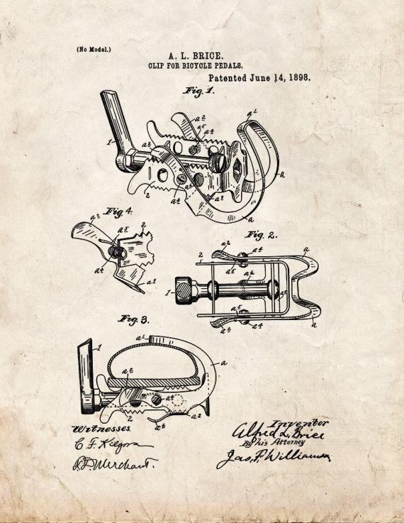 Clip For Bicycle Pedals Patent Print