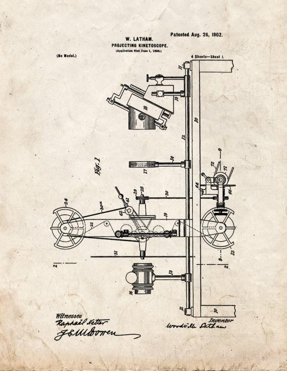 Projecting Kinetoscope Patent Print