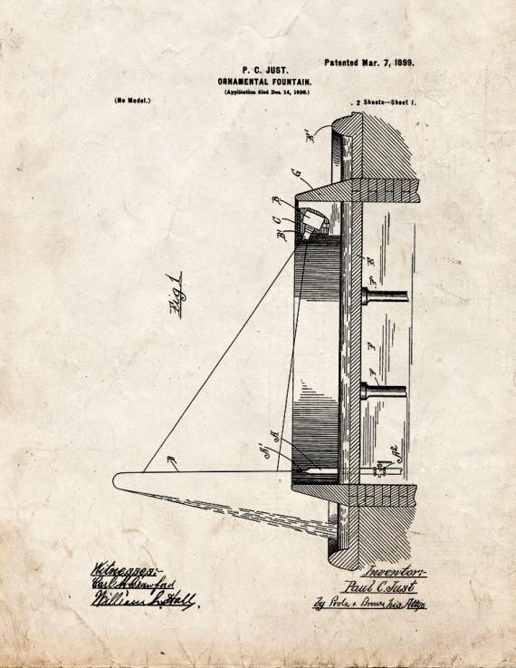 Ornamental Fountain Patent Print