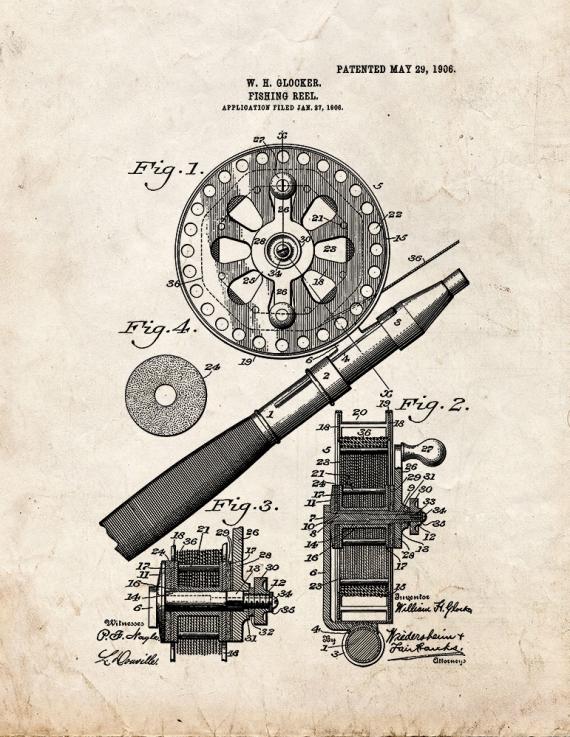 Fishing Reel Patent Print