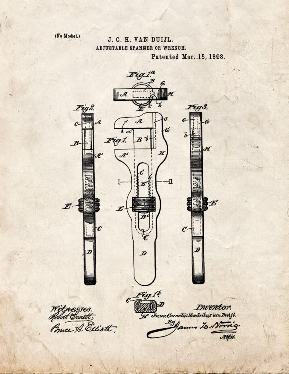 Adjustable Wrench Patent Print