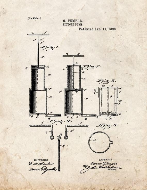 Bicycle Pump Patent Print