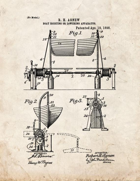 Boat Hoisting Or Lowering Apparatus Patent Print
