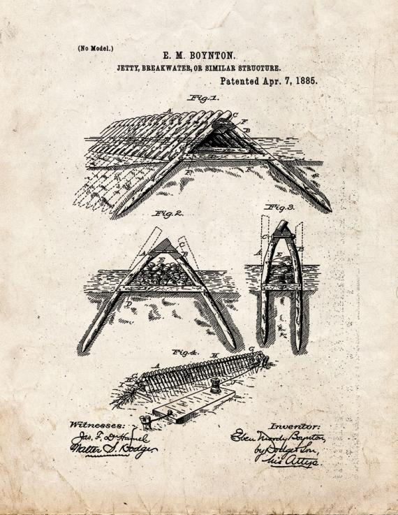 Jetty, Breakwater, Or Similar Structure Patent Print