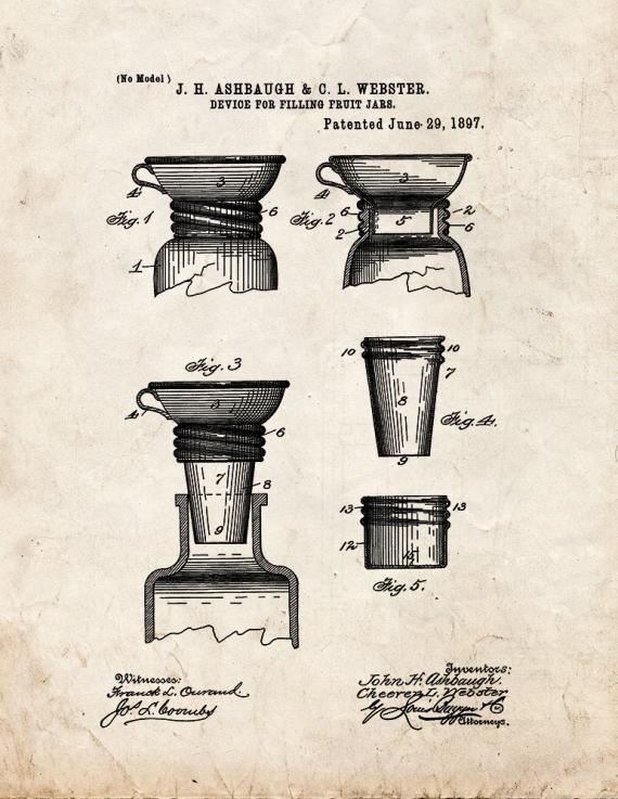Device For Filling Fruit Jars Patent Print