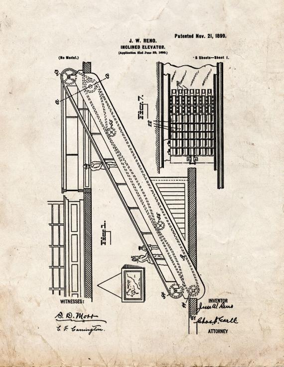 Escalator Patent Print