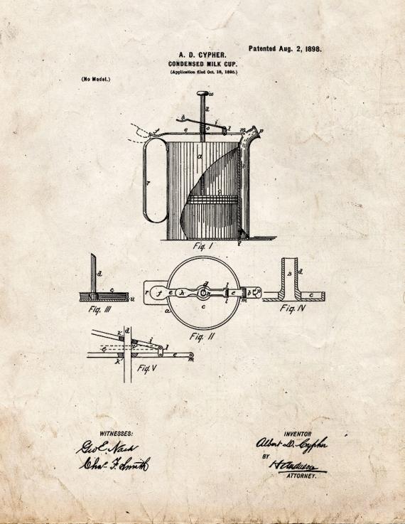 Condensed Milk Cup Patent Print
