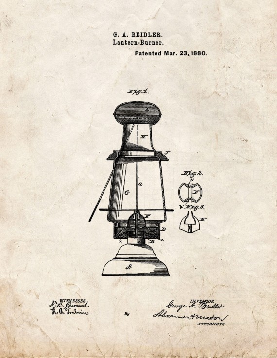Lantern Burner Patent Print