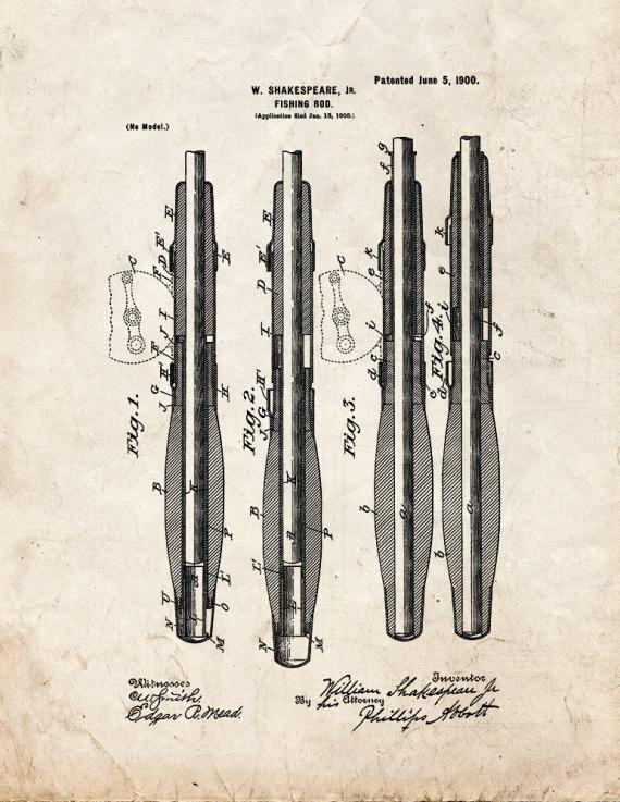 Fishing Rod Patent Print