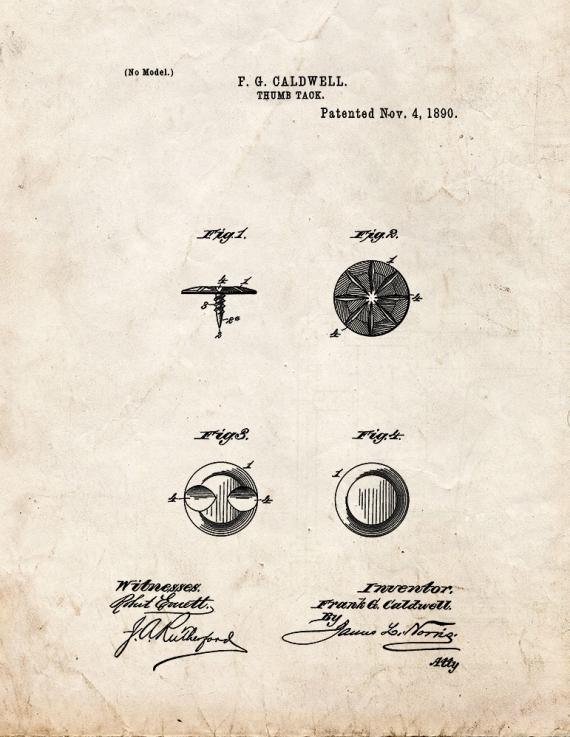 Thumb Tack Patent Print