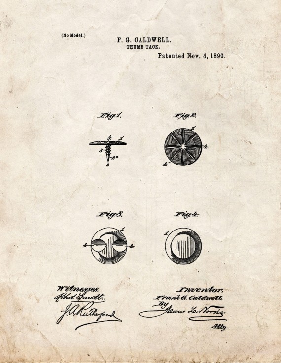 Thumb Tack Patent Print
