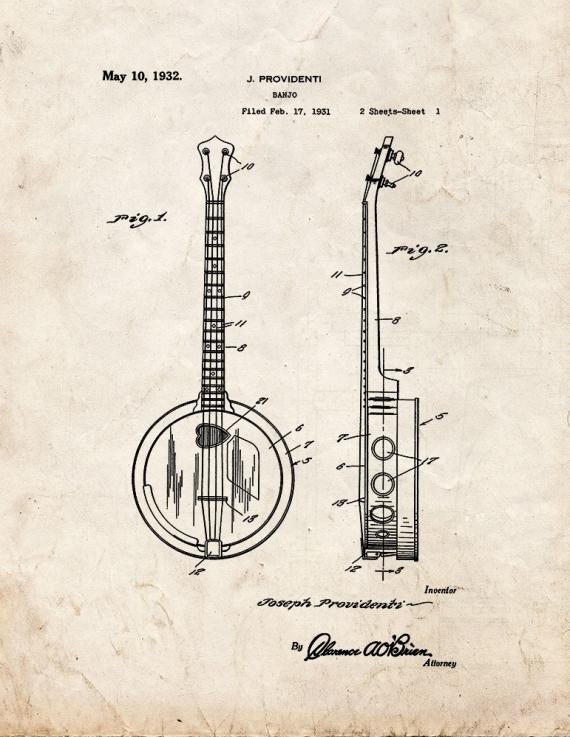 Banjo Patent Print