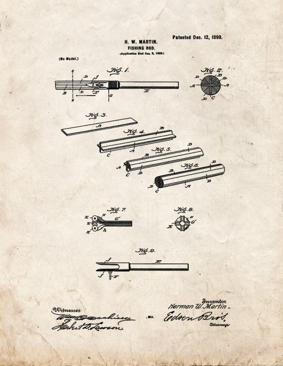 Fishing Rod Patent Print