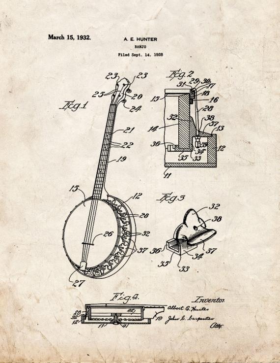 Banjo Patent Print