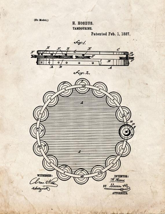 Tambourine Patent Print