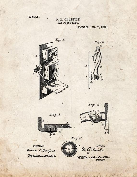 Ear Phone Rest Patent Print
