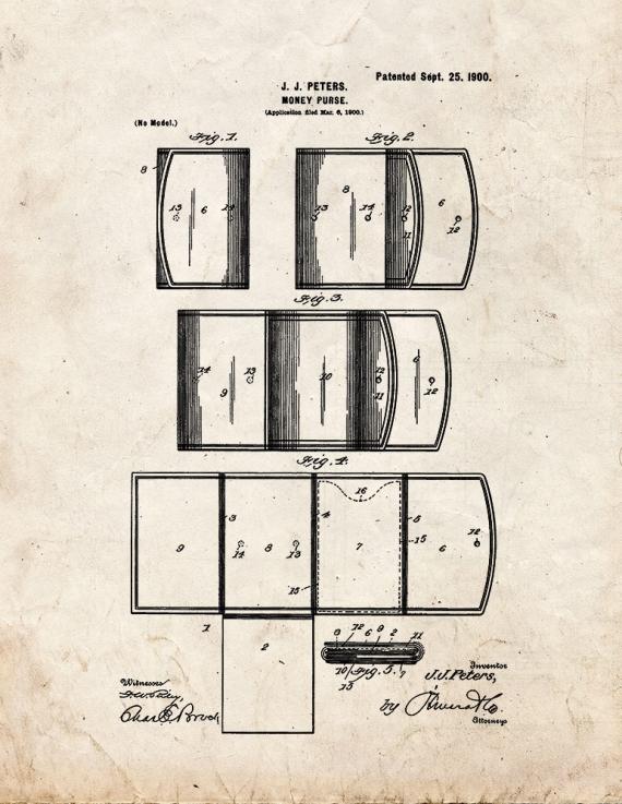 Money Purse Patent Print