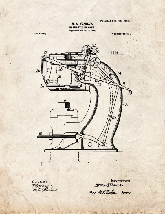 Pneumatic Hammer Patent Print