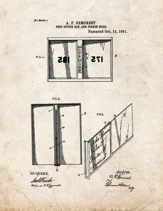 Post Office Box And Pigeon Hole Patent Print