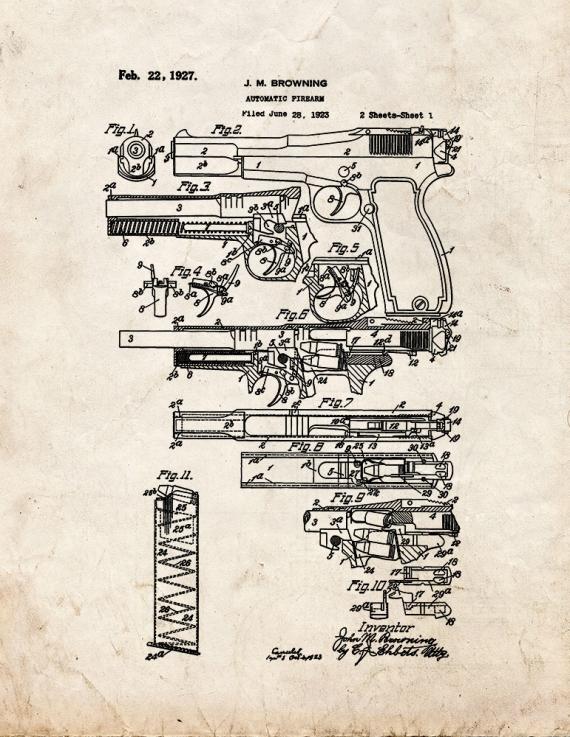 FN and Browning Hi-Power Pistol Patent Print