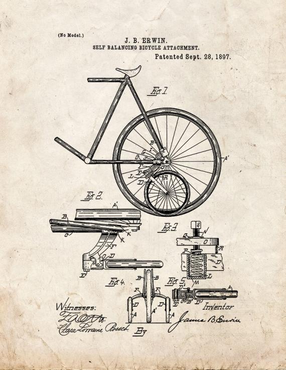 Self Balancing Bicycle Attachment Patent Print
