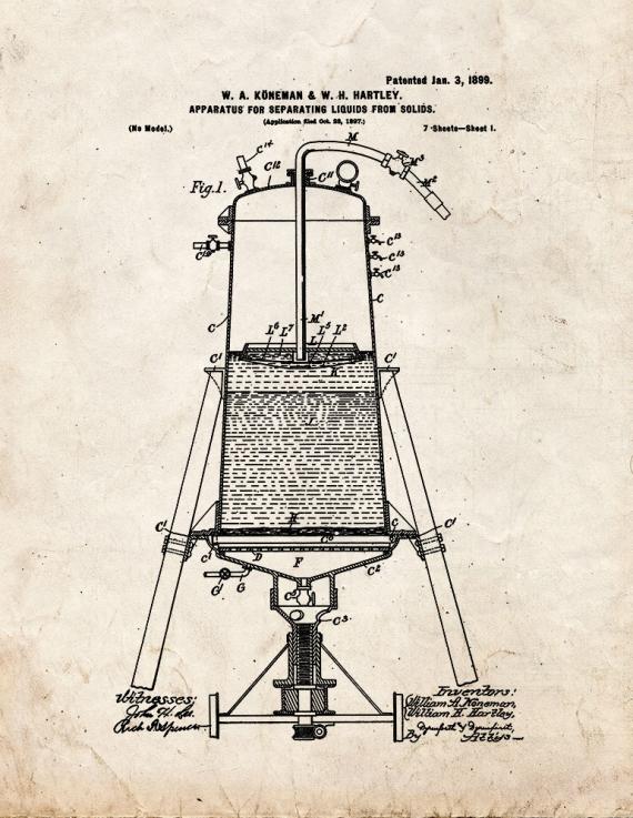 Apparatus For Separating Liquids From Solids Patent Print