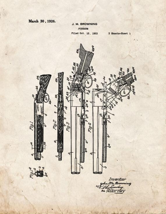Browning Superposed over/under shotgun Patent Print