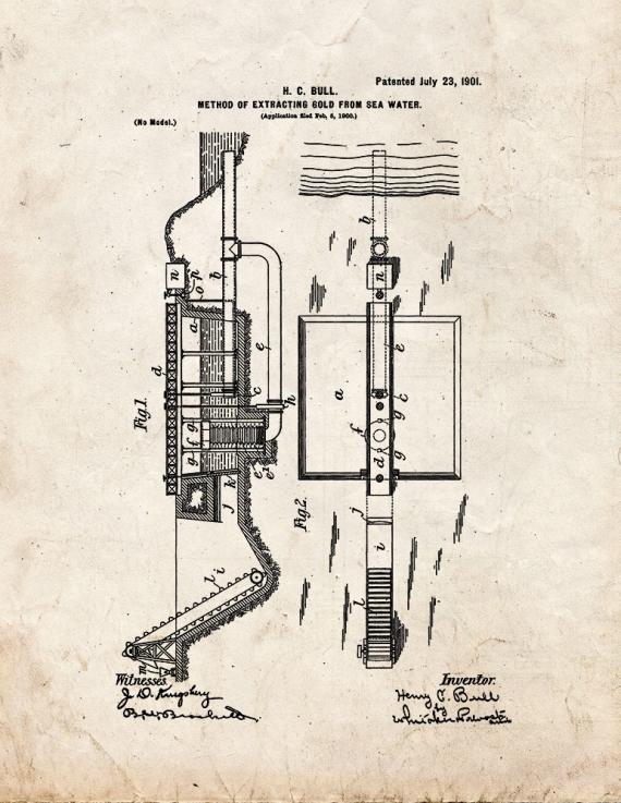 Method Of Extracting Gold From Sea-water Patent Print