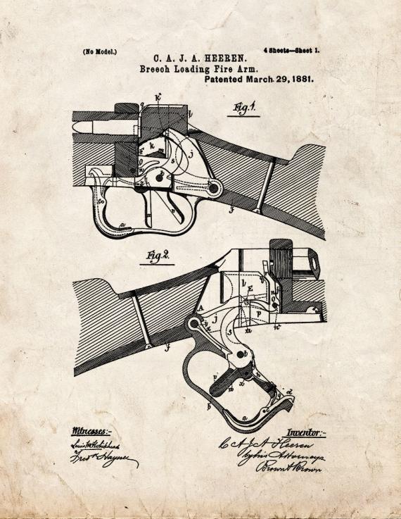 Breech Loading Firearm Patent Print