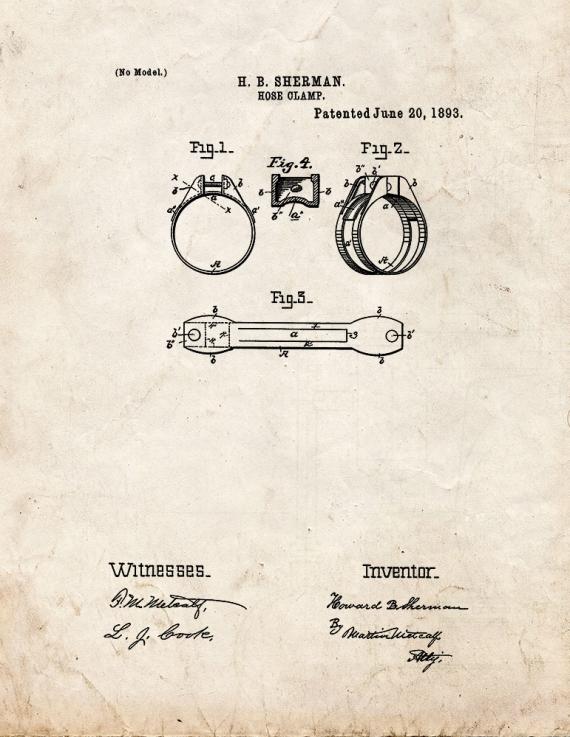 Hose Clamp Patent Print