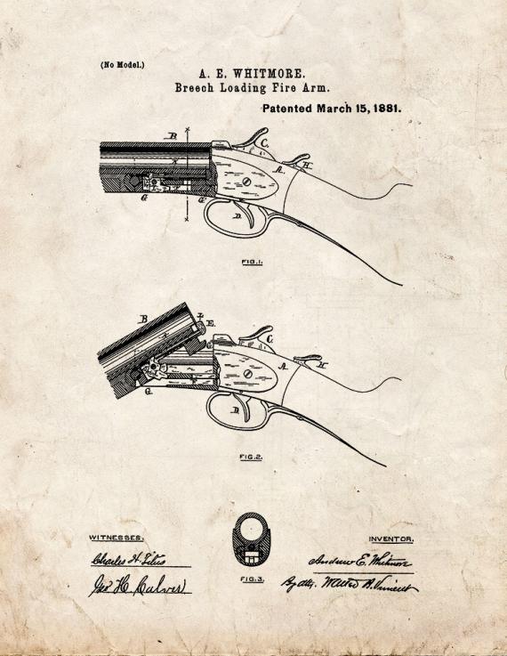 Breech Loading Firearm Patent Print