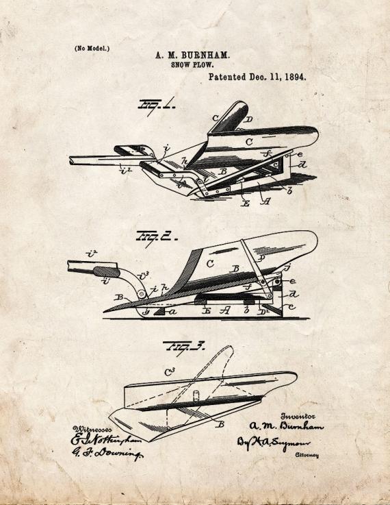 Snow Plow Patent Print