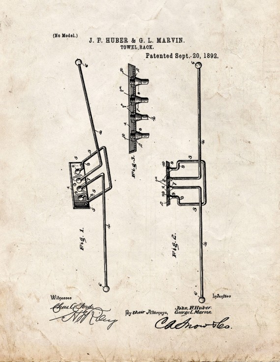 Towel Rack Patent Print