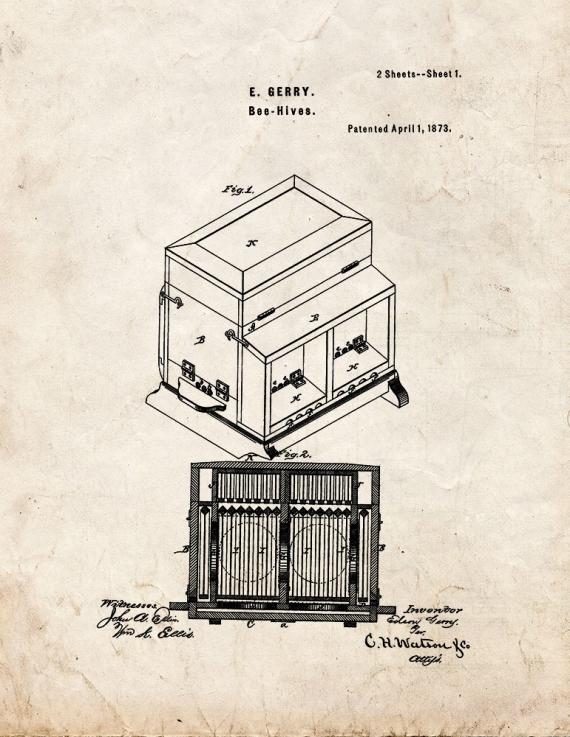 Beehive Patent Print