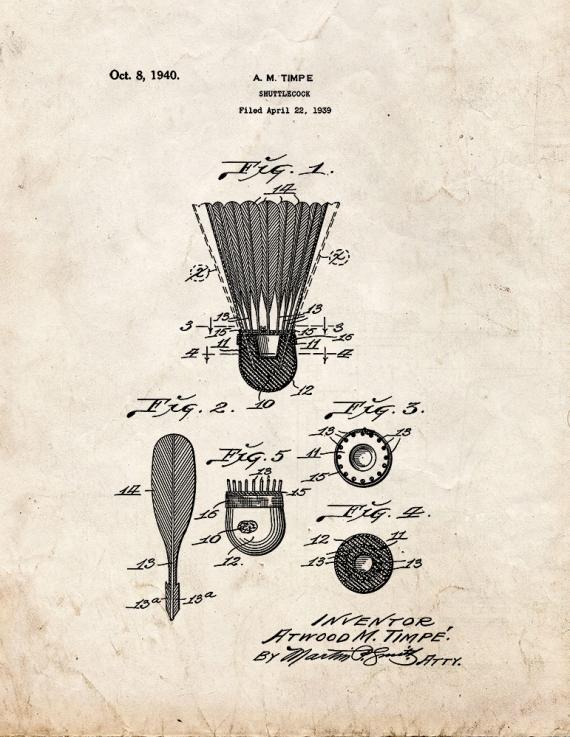 Shuttlecock Patent Print