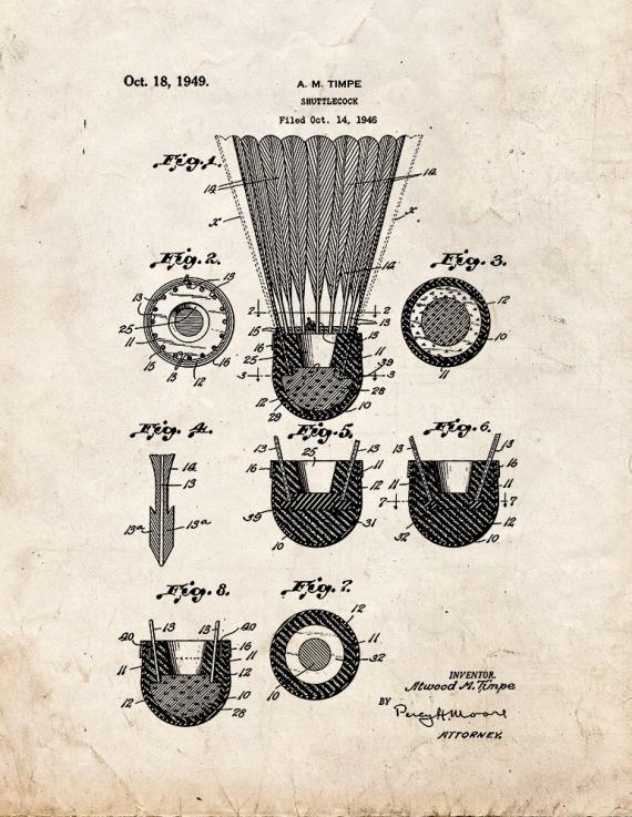 Shuttlecock Patent Print