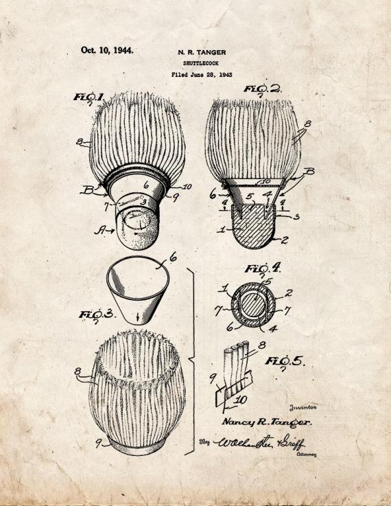 Shuttlecock Patent Print